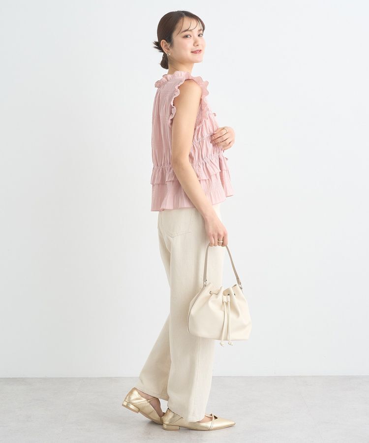 earth music&ecology「フロントリボンシャーリングベスト」|ベスト・ジレ|