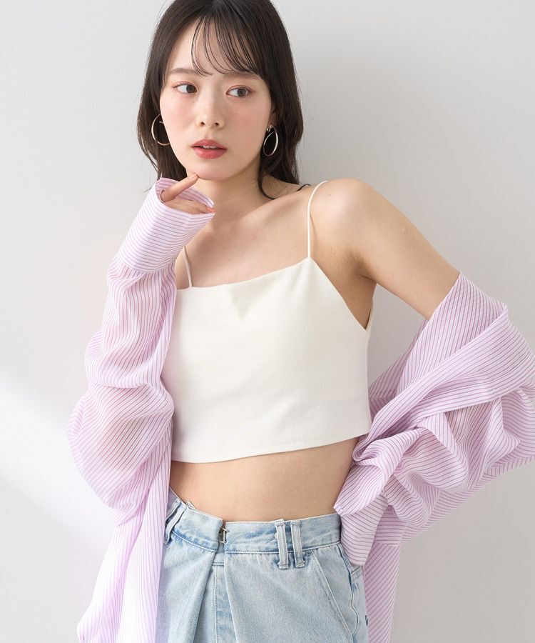 earth music&ecology「アシメショルダーショートキャミソール」|キャミソール|