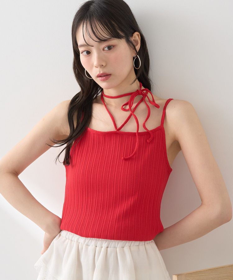 earth music&ecology「コード付きキャミソール」|キャミソール|Red