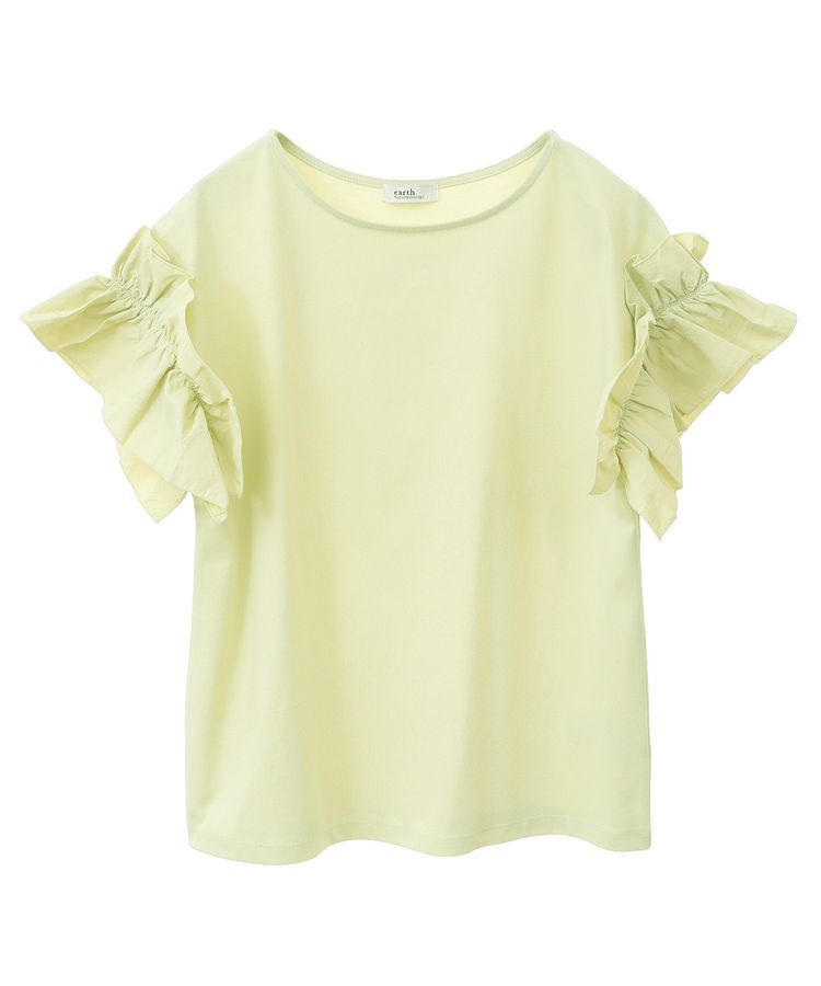 earth music&ecology「ギャザーフリルスリーブカットソー」|Tシャツ・カットソー|