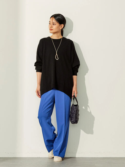  「パチパチしにくいクルーネックニットチュニック」|ニット・セーター|