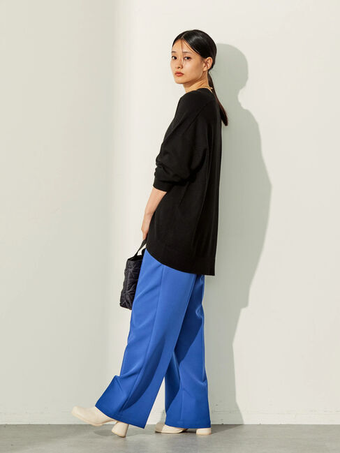  「パチパチしにくいクルーネックニットチュニック」|ニット・セーター|