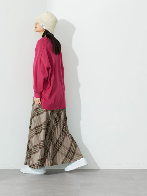  「パチパチしにくいクルーネックニットチュニック」|ニット・セーター|