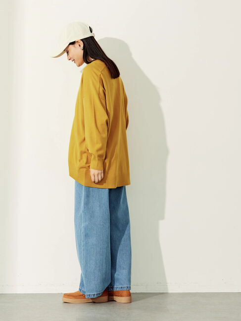  「パチパチしにくいクルーネックニットチュニック」|ニット・セーター|