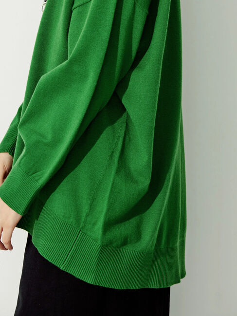  「パチパチしにくいクルーネックニットチュニック」|ニット・セーター|