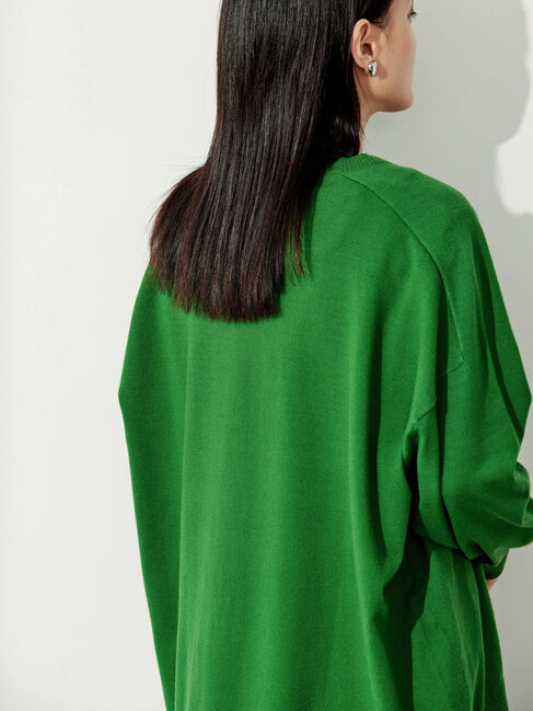  「パチパチしにくいクルーネックニットチュニック」|ニット・セーター|