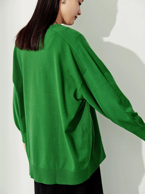  「パチパチしにくいクルーネックニットチュニック」|ニット・セーター|