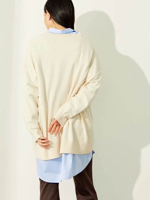  「パチパチしにくいクルーネックニットチュニック」|ニット・セーター|