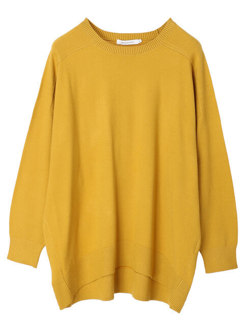  「パチパチしにくいクルーネックニットチュニック」|ニット・セーター|