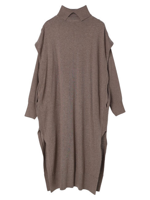  「SET タートルネックプルオーバー+Vネックワンピース」|ワンピース|