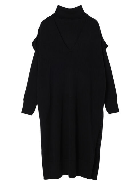  「SET タートルネックプルオーバー+Vネックワンピース」|ワンピース|