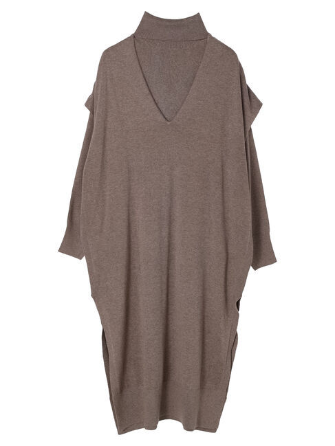  「SET タートルネックプルオーバー+Vネックワンピース」|ワンピース|