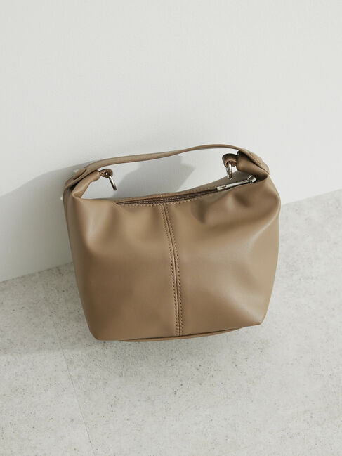  「・Cu-shut ワンハンドルミニボストンショルダー」|ハンドバッグ|モカ