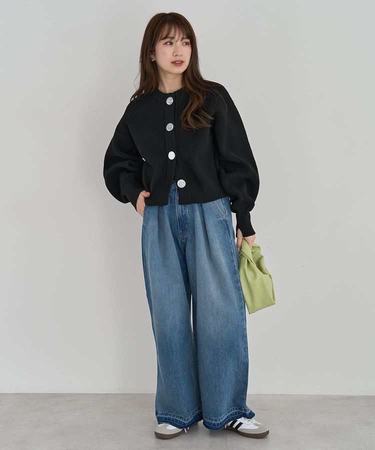 Green Parks「タックワイドデニムパンツ」|デニム|