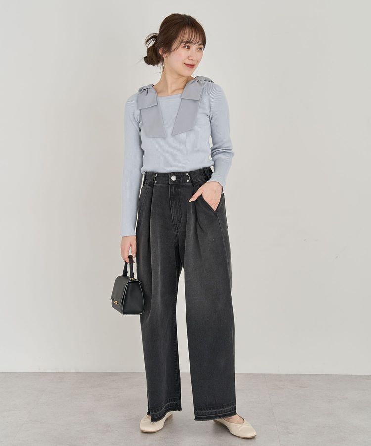 Green Parks「タックワイドデニムパンツ」|デニム|