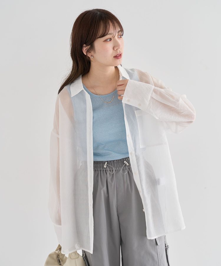 Green Parks「・ELENCARE DUE ラメシアー長袖シャツ」|シャツ・ブラウス|Off White