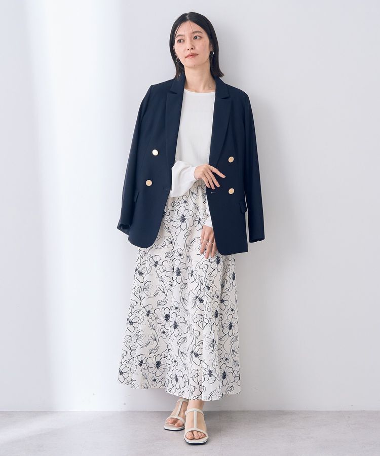 YECCA VECCA「ラインフラワー柄マーメイドスカート」|フレア|