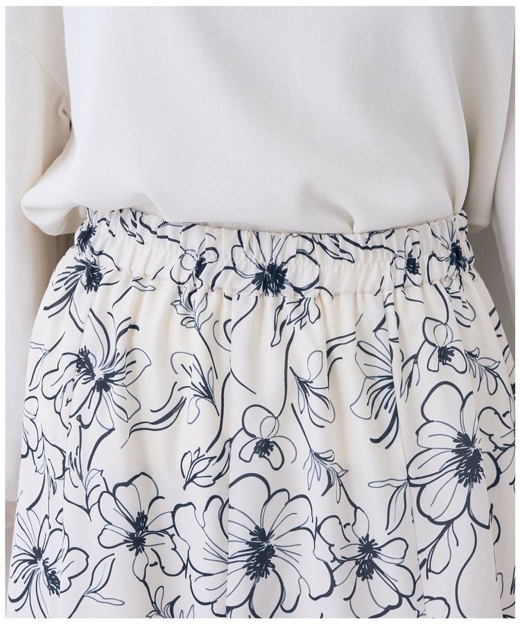 YECCA VECCA「ラインフラワー柄マーメイドスカート」|フレア|