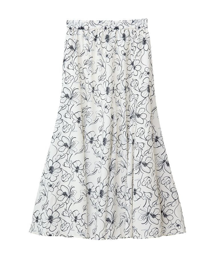 YECCA VECCA「ラインフラワー柄マーメイドスカート」|フレア|