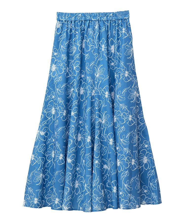 YECCA VECCA「ラインフラワー柄マーメイドスカート」|フレア|