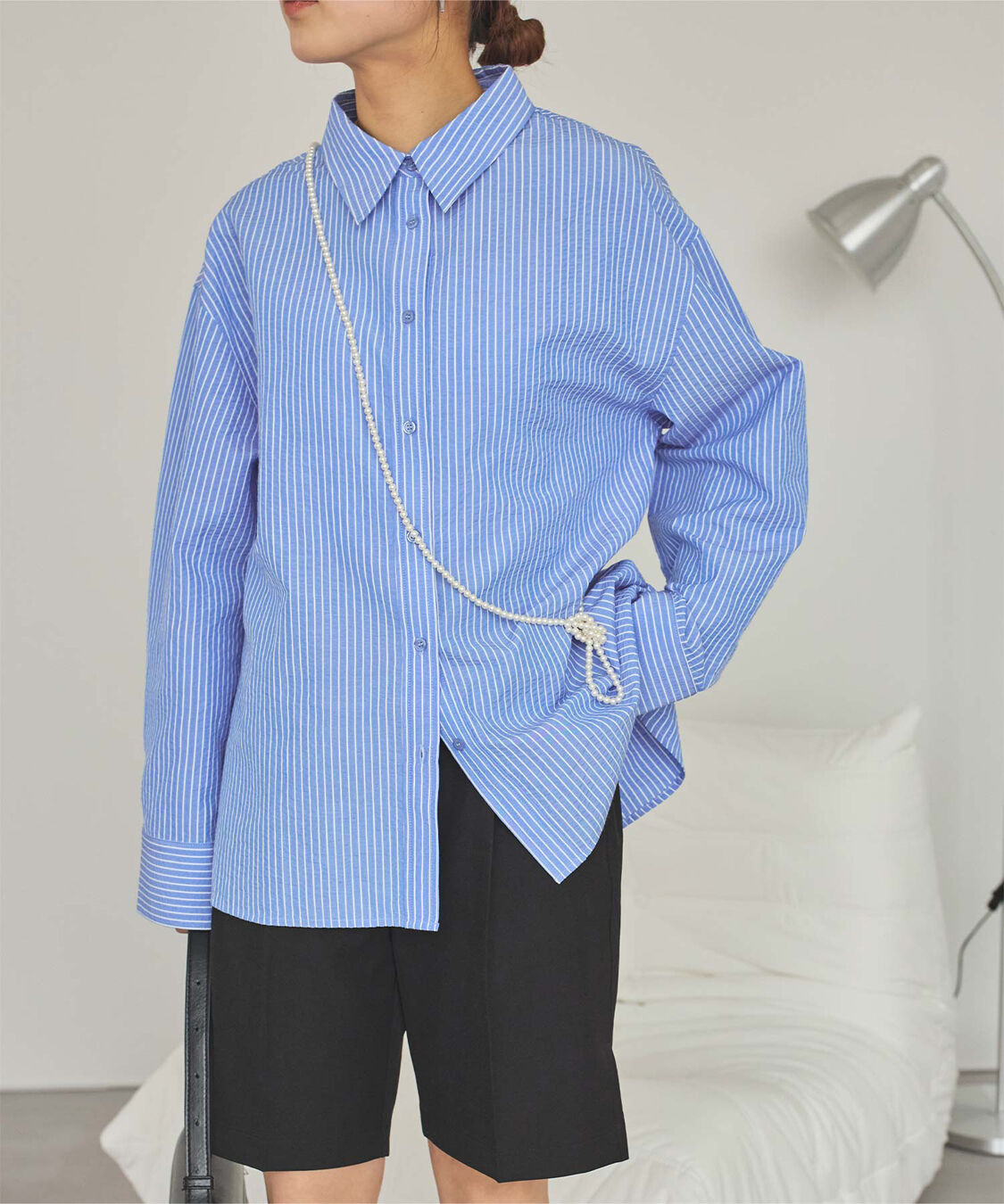 titivate「サッカーストライプシャツ」|シャツ・ブラウス|ストライプ/ブルー