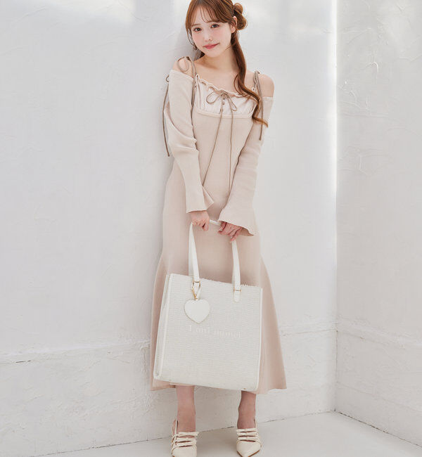  「【LouLoumei】8色展開／ハートチャーム付きトートバッグ／自立可能」|トートバッグ|