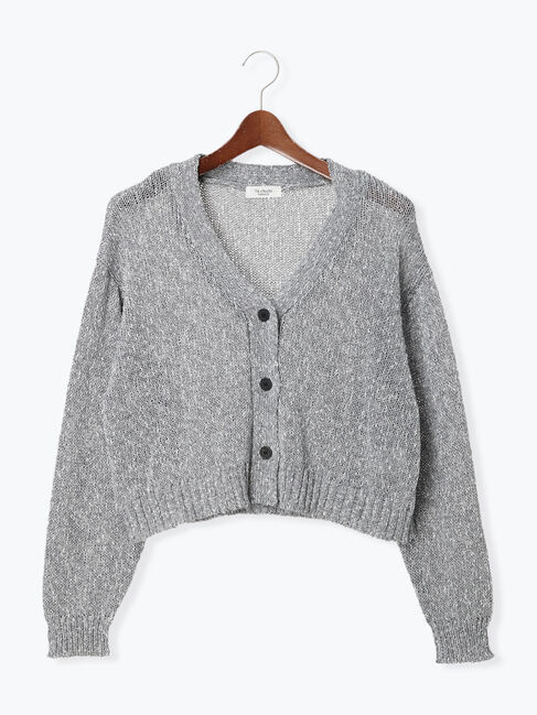 Te chichi TERRASSE「スラブクロップドVネックカーディガン《2025spring catalog item》」|カーディガン|チャコールグレー