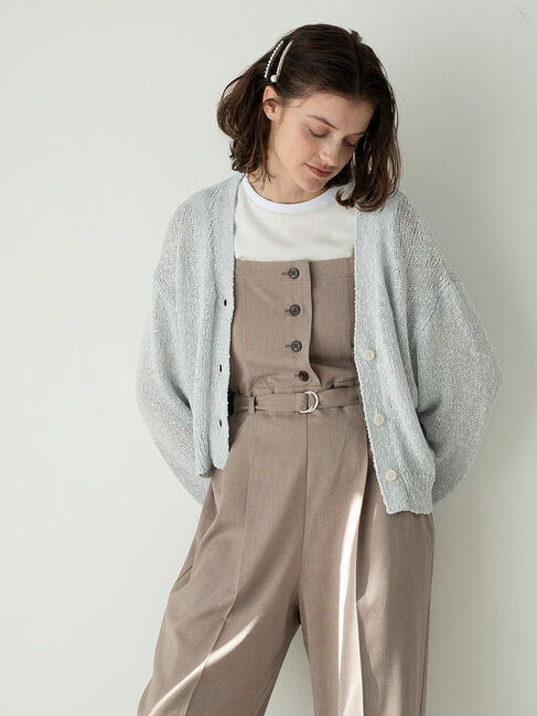 Te chichi TERRASSE「スラブクロップドVネックカーディガン《2025spring catalog item》」|カーディガン|グレー