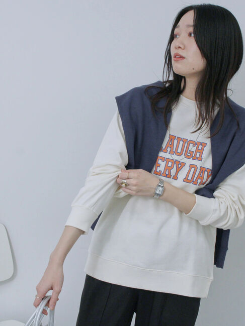 Samansa Mos2 blue「裏毛ロゴスウェット」|Tシャツ・カットソー|オフホワイト