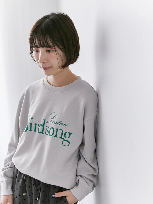 Samansa Mos2 blue「裏毛ロゴスウェット」|Tシャツ・カットソー|