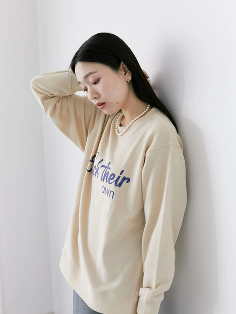 Samansa Mos2 blue「裏毛ロゴスウェット」|Tシャツ・カットソー|