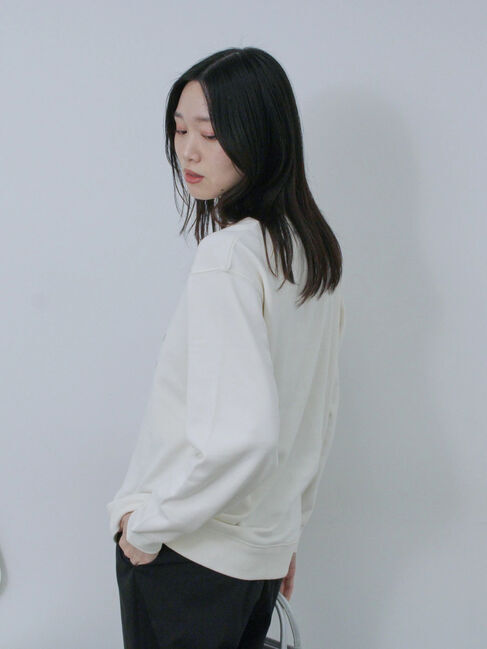 Samansa Mos2 blue「裏毛ロゴスウェット」|Tシャツ・カットソー|