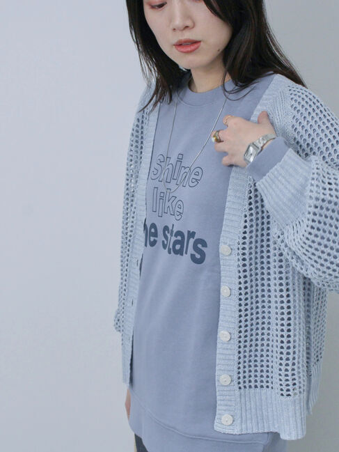 Samansa Mos2 blue「裏毛ロゴスウェット」|Tシャツ・カットソー|