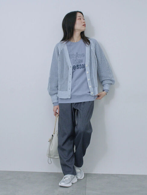 Samansa Mos2 blue「裏毛ロゴスウェット」|Tシャツ・カットソー|