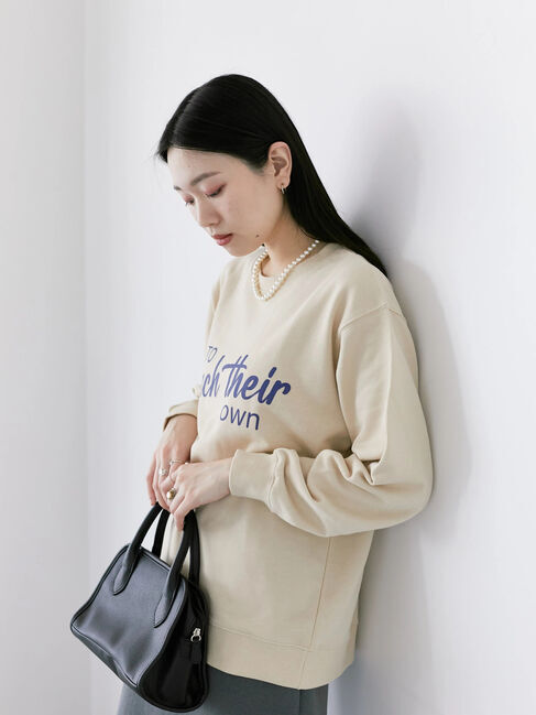 Samansa Mos2 blue「裏毛ロゴスウェット」|Tシャツ・カットソー|