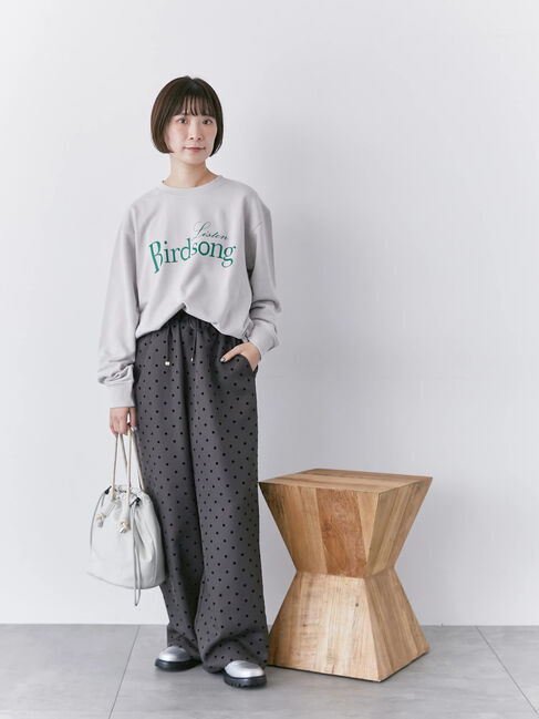 Samansa Mos2 blue「裏毛ロゴスウェット」|Tシャツ・カットソー|