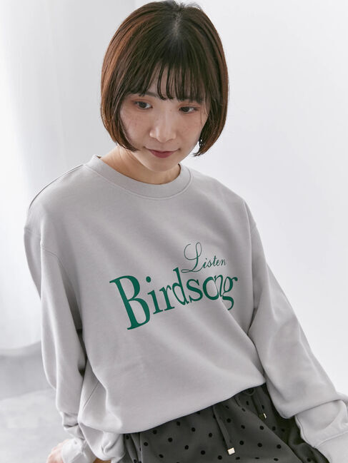 Samansa Mos2 blue「裏毛ロゴスウェット」|Tシャツ・カットソー|グレー