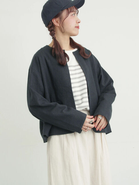 Samansa Mos2「【Cross&times;Linen】クルーネックジャケット」|その他|