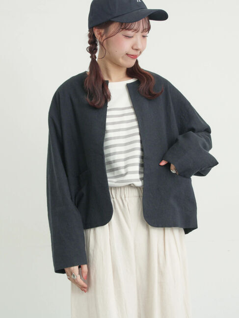 Samansa Mos2「【Cross&times;Linen】クルーネックジャケット」|その他|