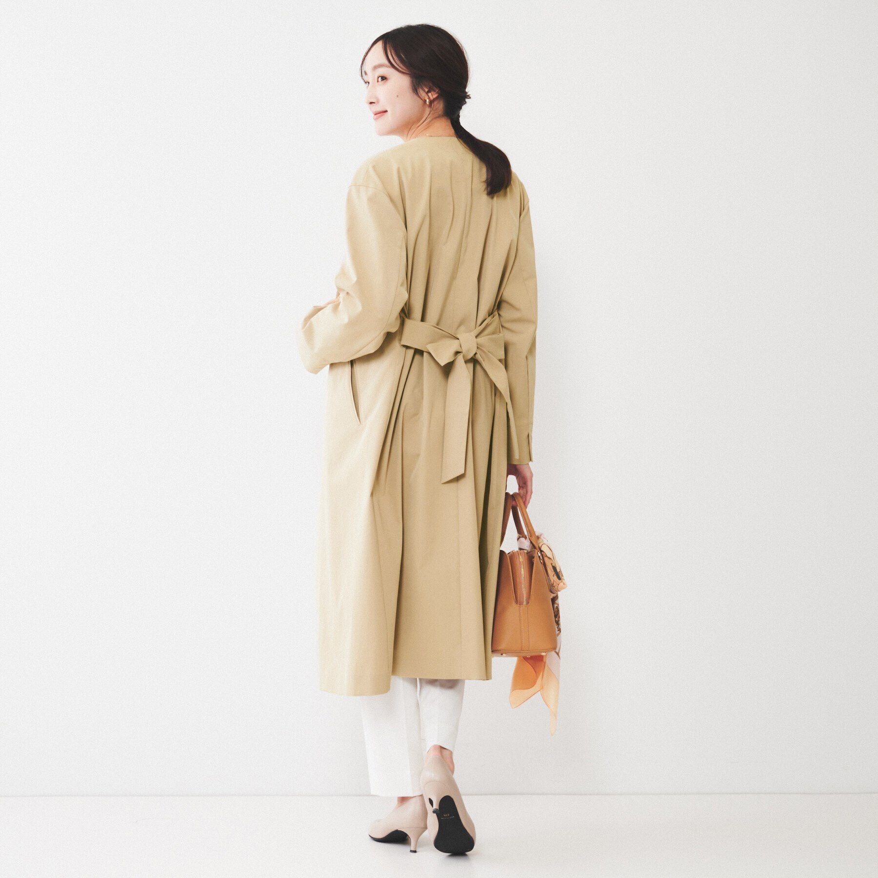 UNTITLED「【撥水】コットンライク ストレッチコート」|ノーカラーコート|