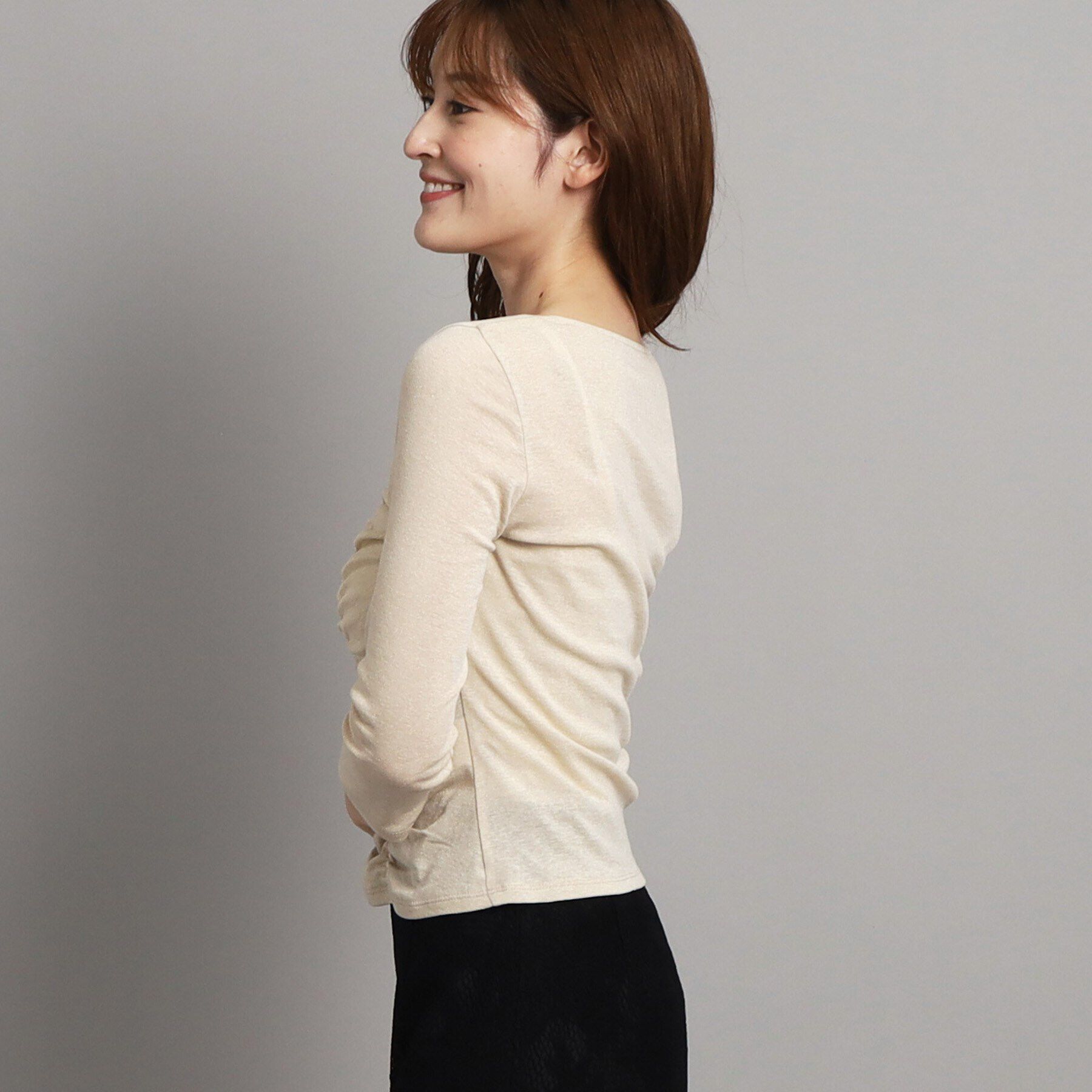 COUP DE CHANCE「新色追加【洗える/日本製/ジャケットインナーにおすすめ】華やかギャザーラメジャージ」|Tシャツ・カットソー|