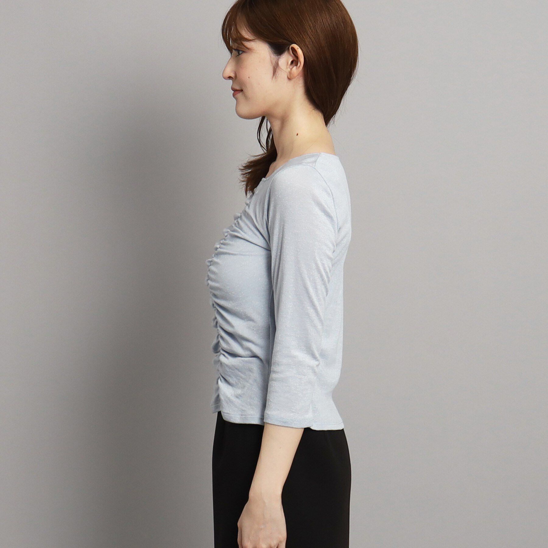 COUP DE CHANCE「新色追加【洗える/日本製/ジャケットインナーにおすすめ】華やかギャザーラメジャージ」|Tシャツ・カットソー|