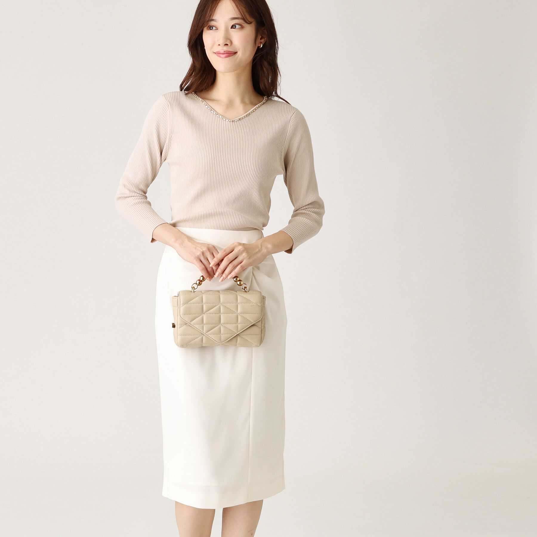 COUP DE CHANCE「【洗える】ビジューリブニットトップス」|ニット・セーター|