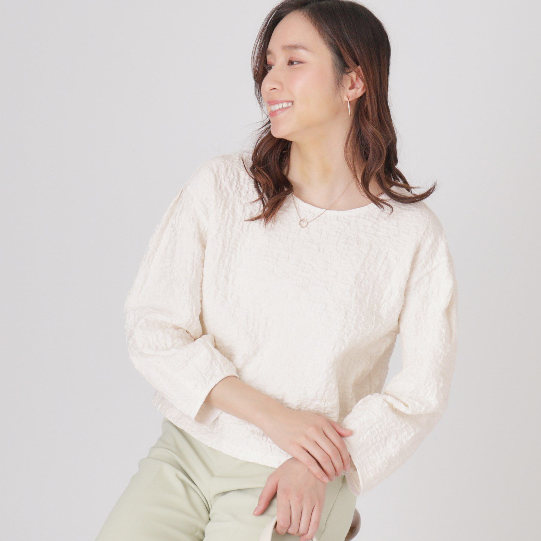 COUP DE CHANCE「【洗える】ジャージ素材プルオーバー」|Tシャツ・カットソー|オフホワイト(003