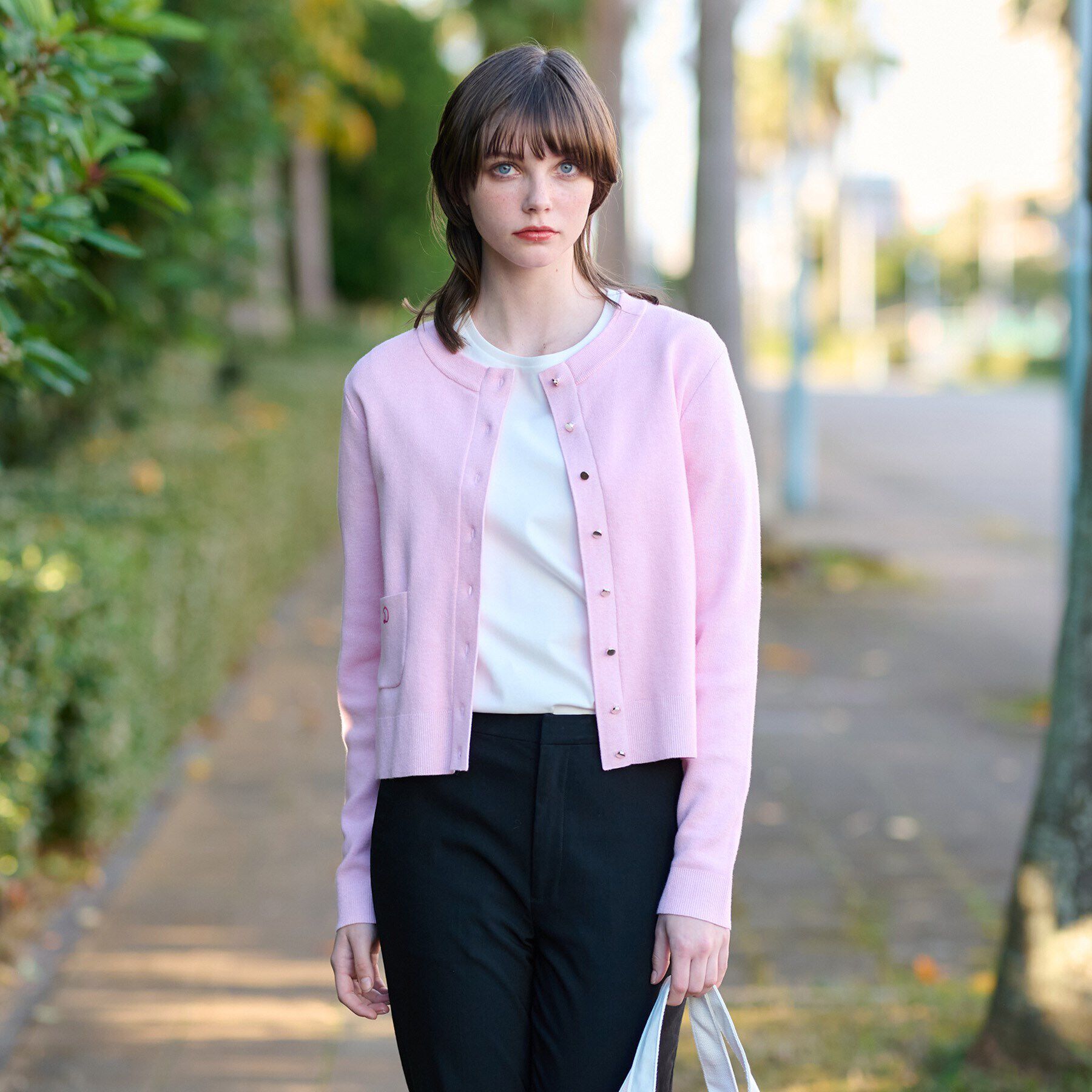 DRESSTERIOR「【洗える】ウォッシャブルコットンカシミヤ混カーディガン」|カーディガン|ライトピンク(070