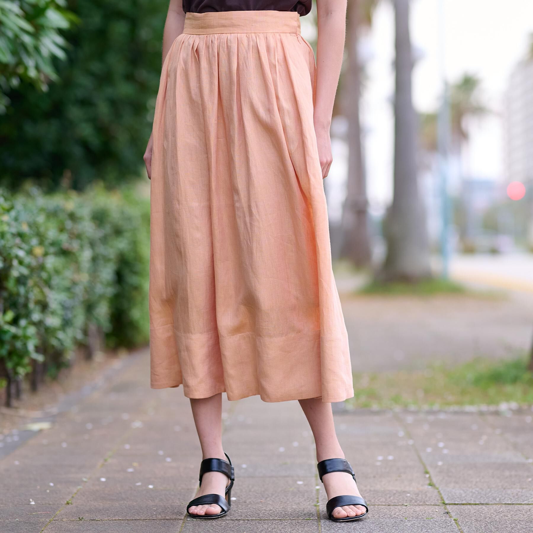 DRESSTERIOR「【洗える／ふんわり軽やか】フレンチリネンタックギャザースカート」|スカート|オレンジ(065)