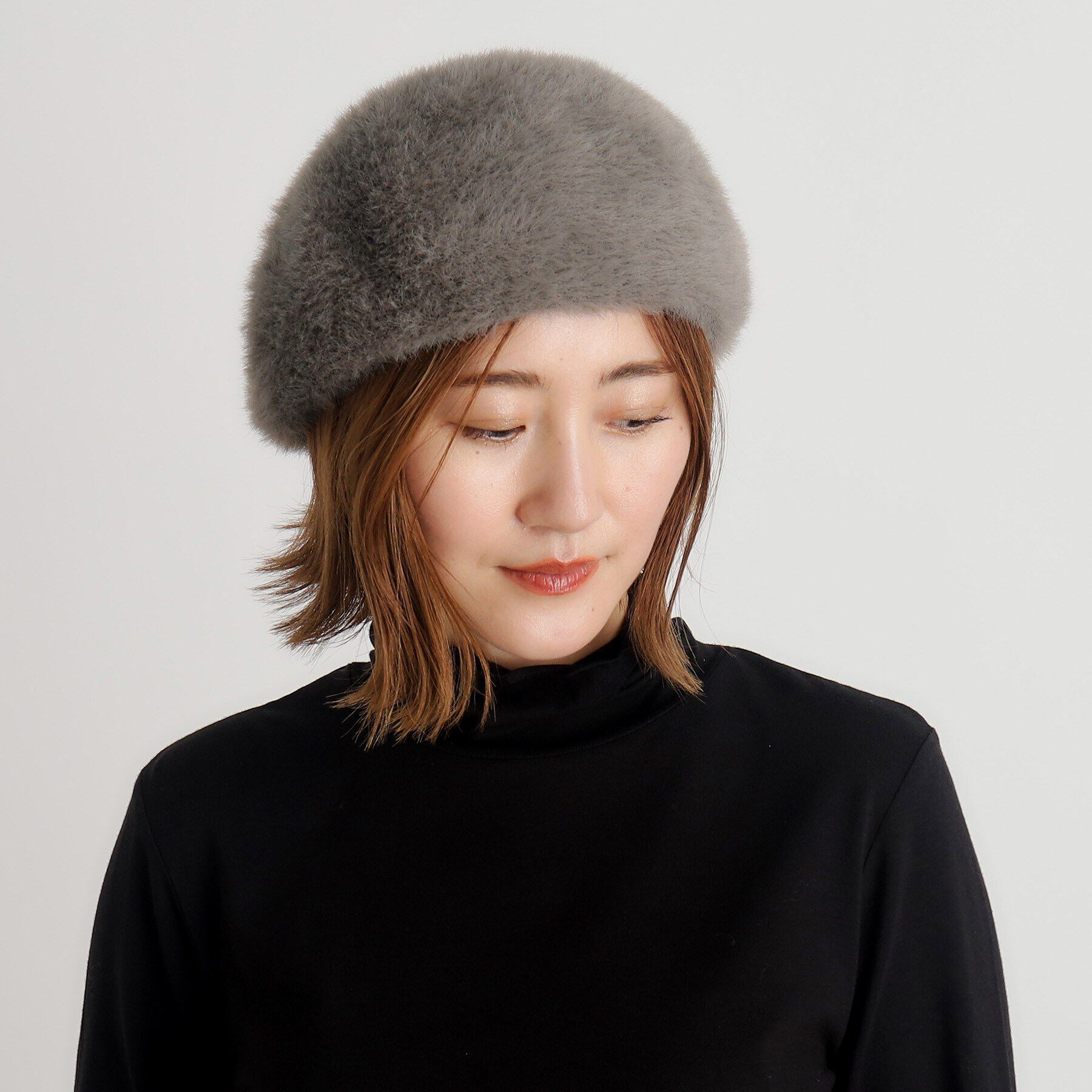 grove「ふんわりシャギーベレー」|ハンチング・ベレー帽|