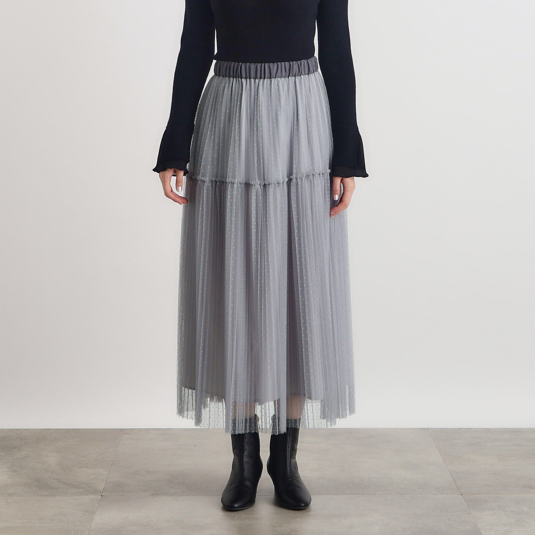 grove「ドットチュールプリーツスカート」|スカート|