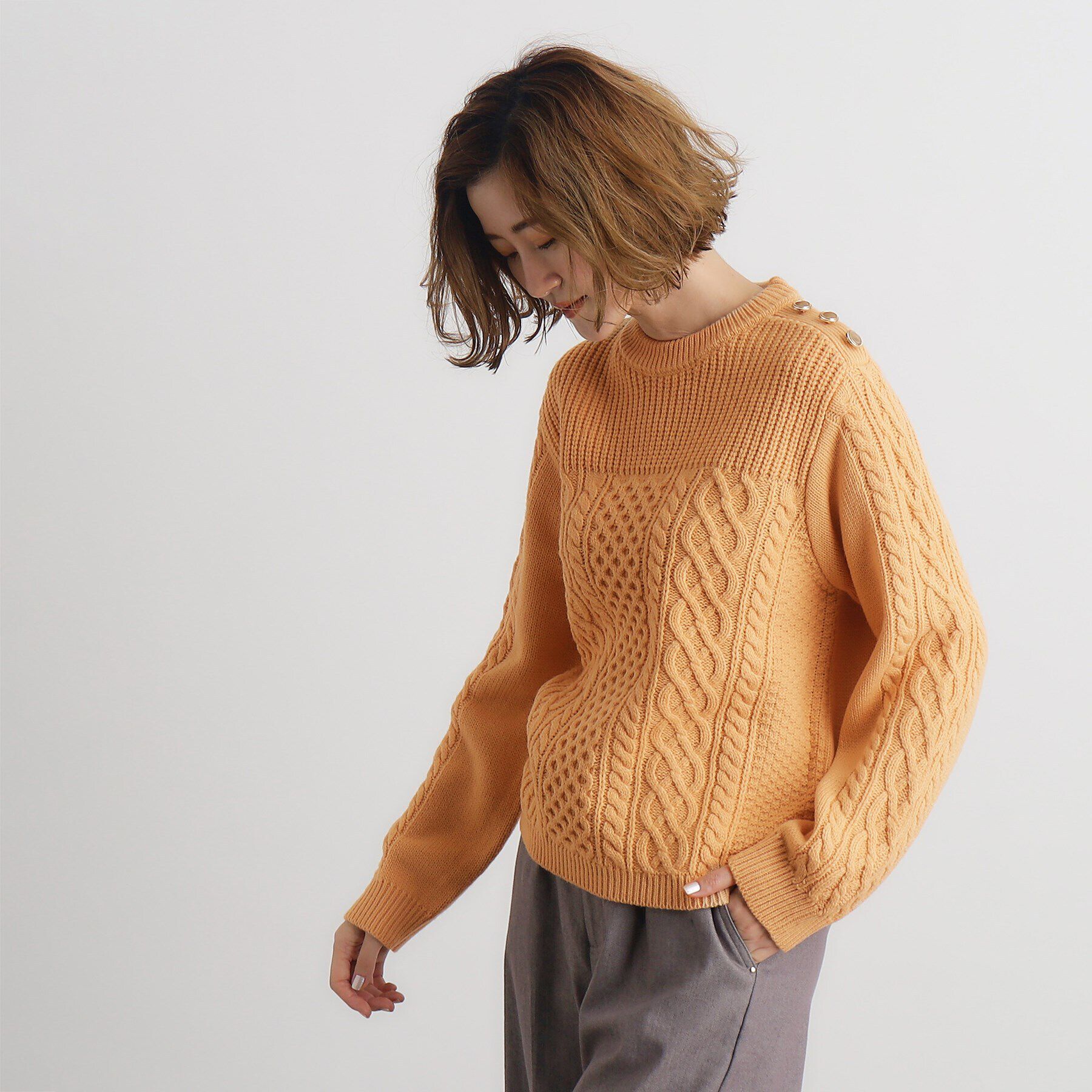 grove「編地切替ケーブルニット」|ニット・セーター|