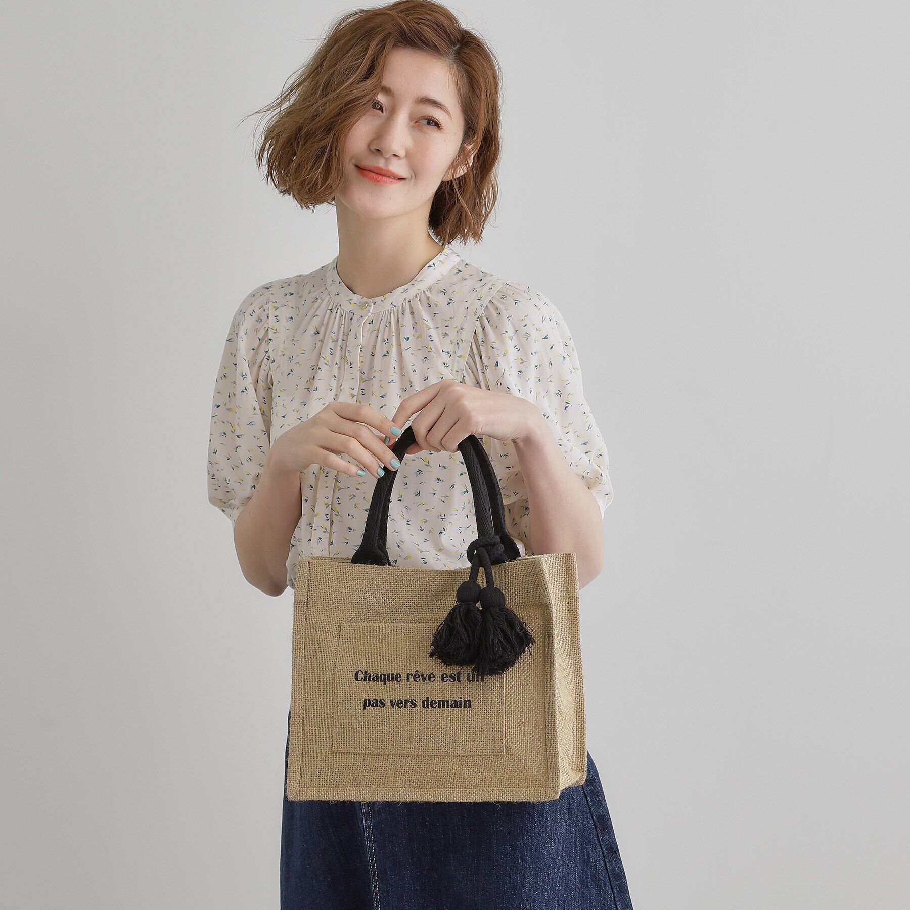 grove「スクエアタッセルジュートトート」|トートバッグ|